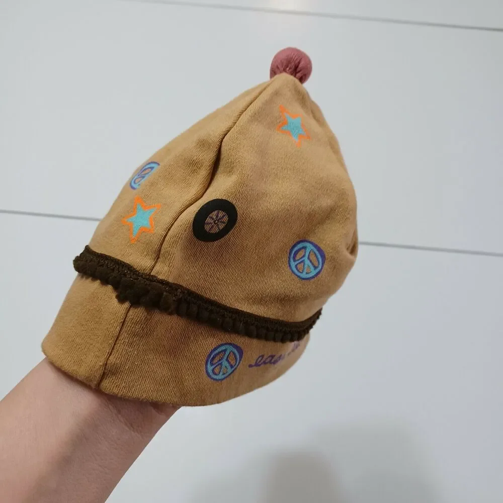 Natural Life Easy Rider Baby Girls Peace Star‎ 100% Cotton Brown Pink Beanie Hat
